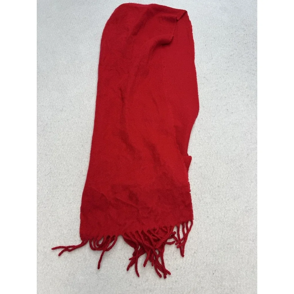 Christian Dior Scarf Womens One Size Red Cashluxe Acrylic Fringe Korea Winter